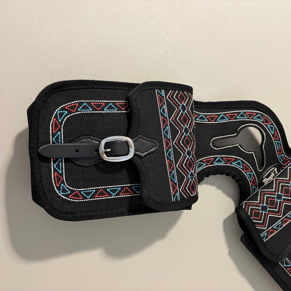 Tough 1 1200D Horn Bag Embroidered Western‎ Saddle Trail Bag Black - Picture 5 of 12